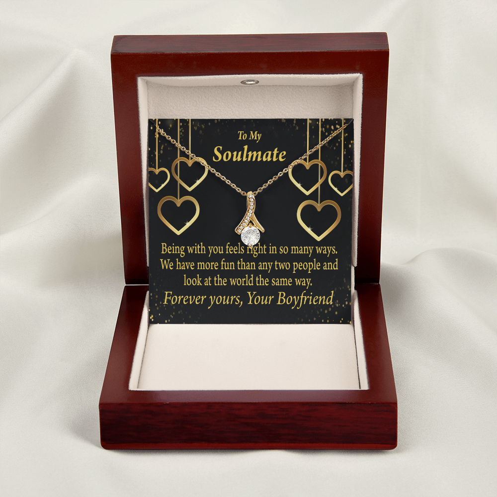 To My Girlfriend More Fun With You Alluring Ribbon Necklace Message Card-Express Your Love Gifts