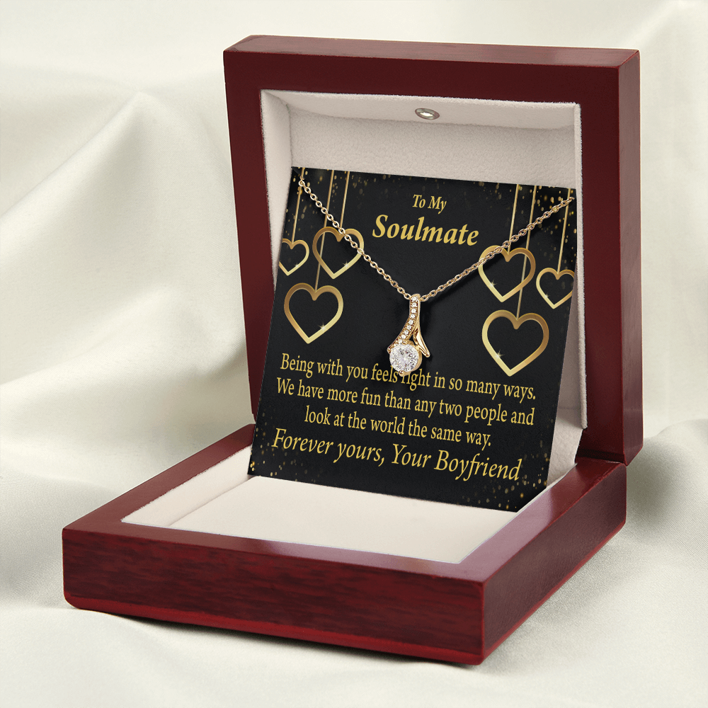 To My Girlfriend More Fun With You Alluring Ribbon Necklace Message Card-Express Your Love Gifts
