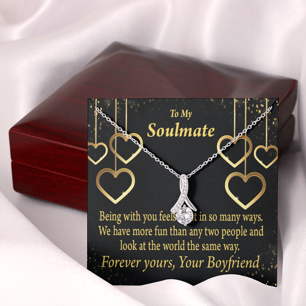 To My Girlfriend More Fun With You Alluring Ribbon Necklace Message Card-Express Your Love Gifts