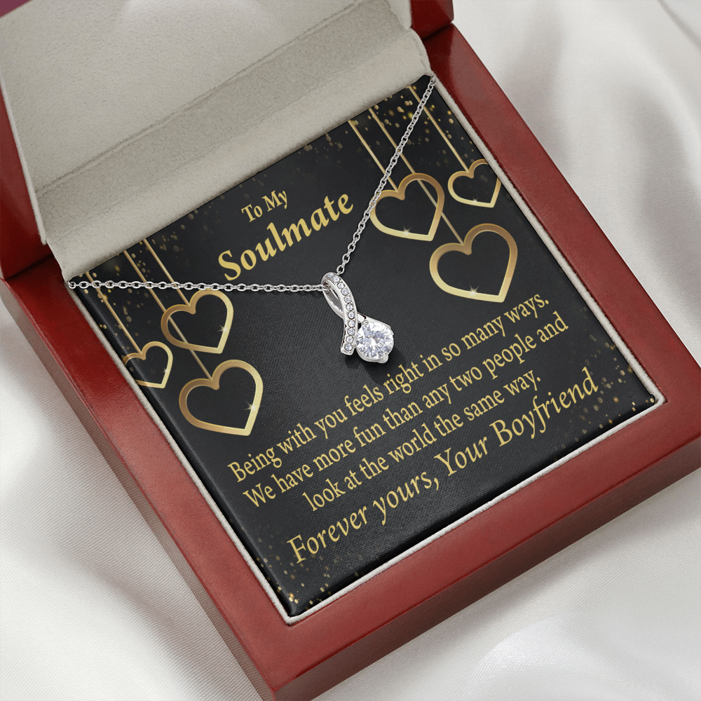 To My Girlfriend More Fun With You Alluring Ribbon Necklace Message Card-Express Your Love Gifts