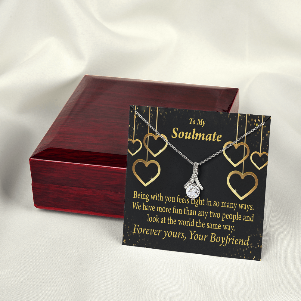 To My Girlfriend More Fun With You Alluring Ribbon Necklace Message Card-Express Your Love Gifts
