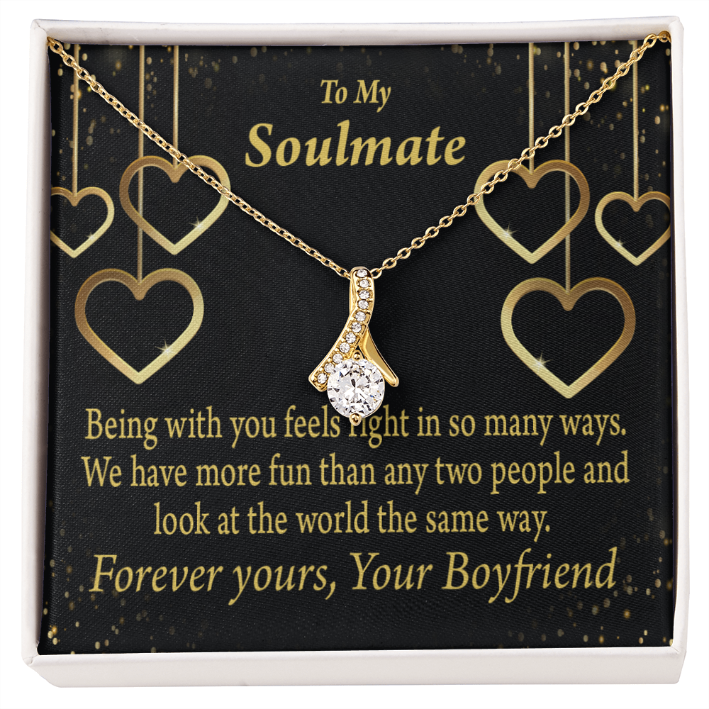 To My Girlfriend More Fun With You Alluring Ribbon Necklace Message Card-Express Your Love Gifts