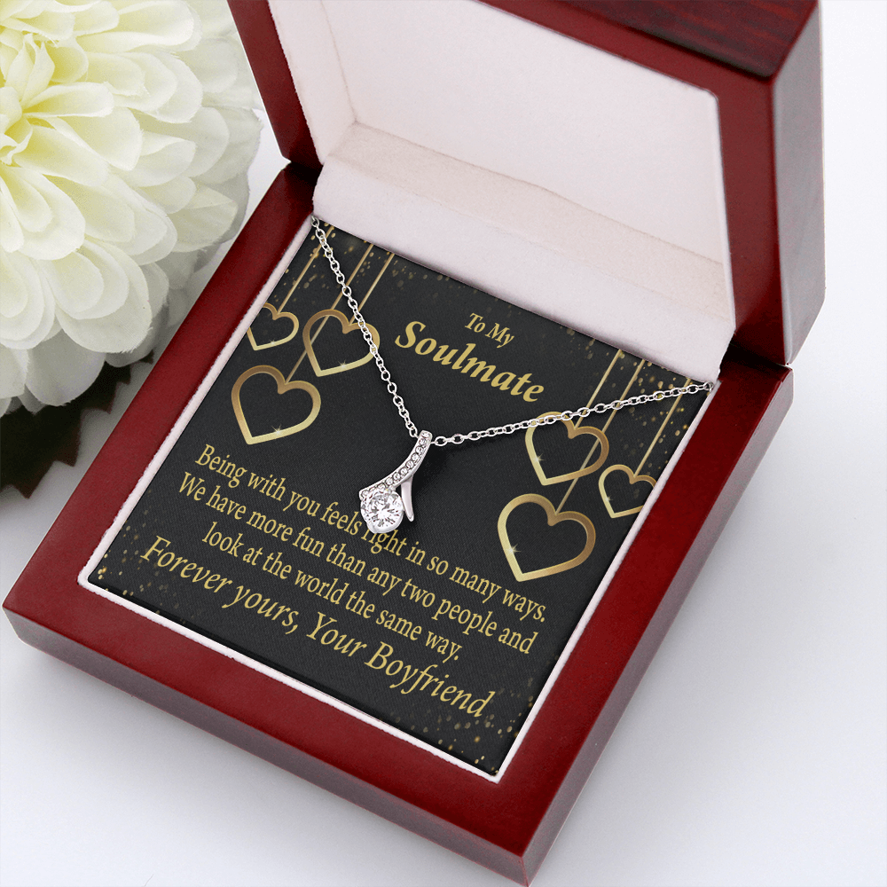 To My Girlfriend More Fun With You Alluring Ribbon Necklace Message Card-Express Your Love Gifts