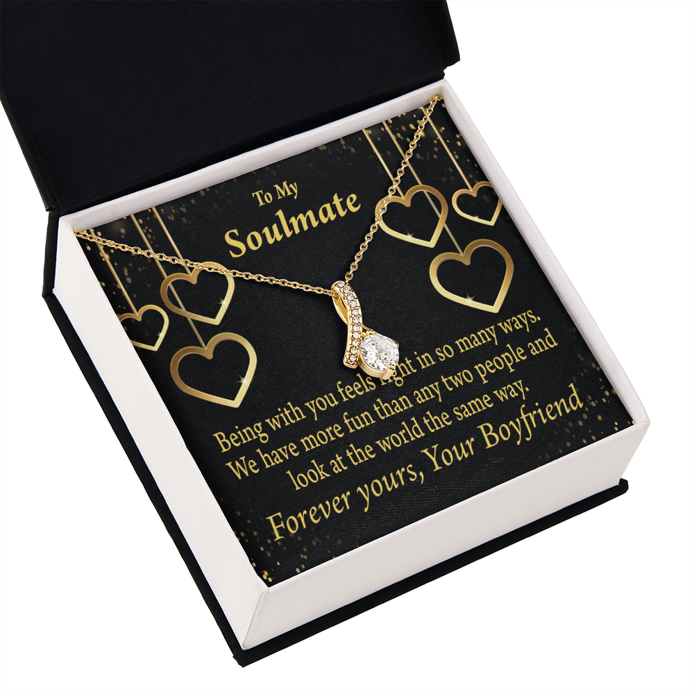 To My Girlfriend More Fun With You Alluring Ribbon Necklace Message Card-Express Your Love Gifts