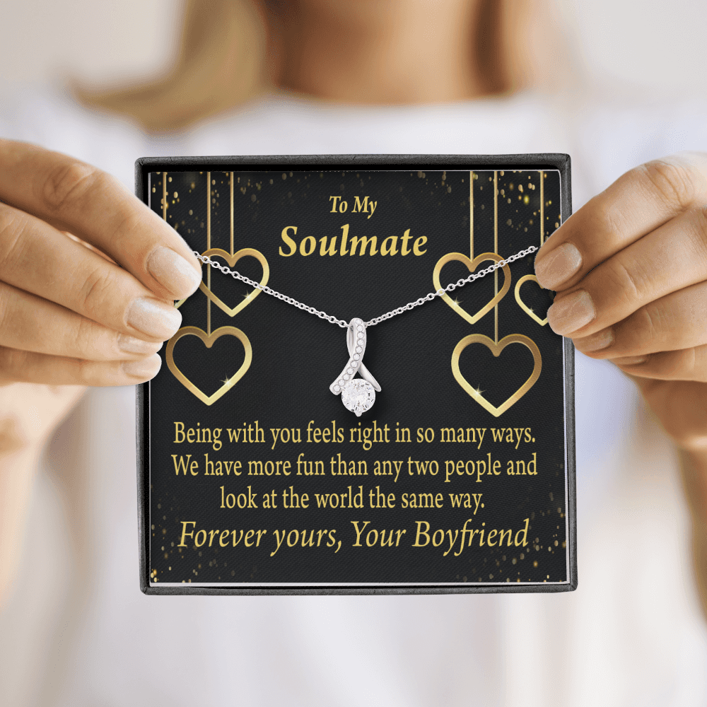 To My Girlfriend More Fun With You Alluring Ribbon Necklace Message Card-Express Your Love Gifts