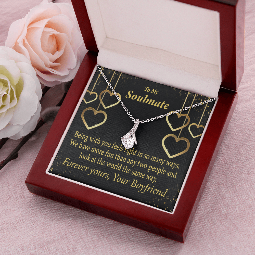 To My Girlfriend More Fun With You Alluring Ribbon Necklace Message Card-Express Your Love Gifts