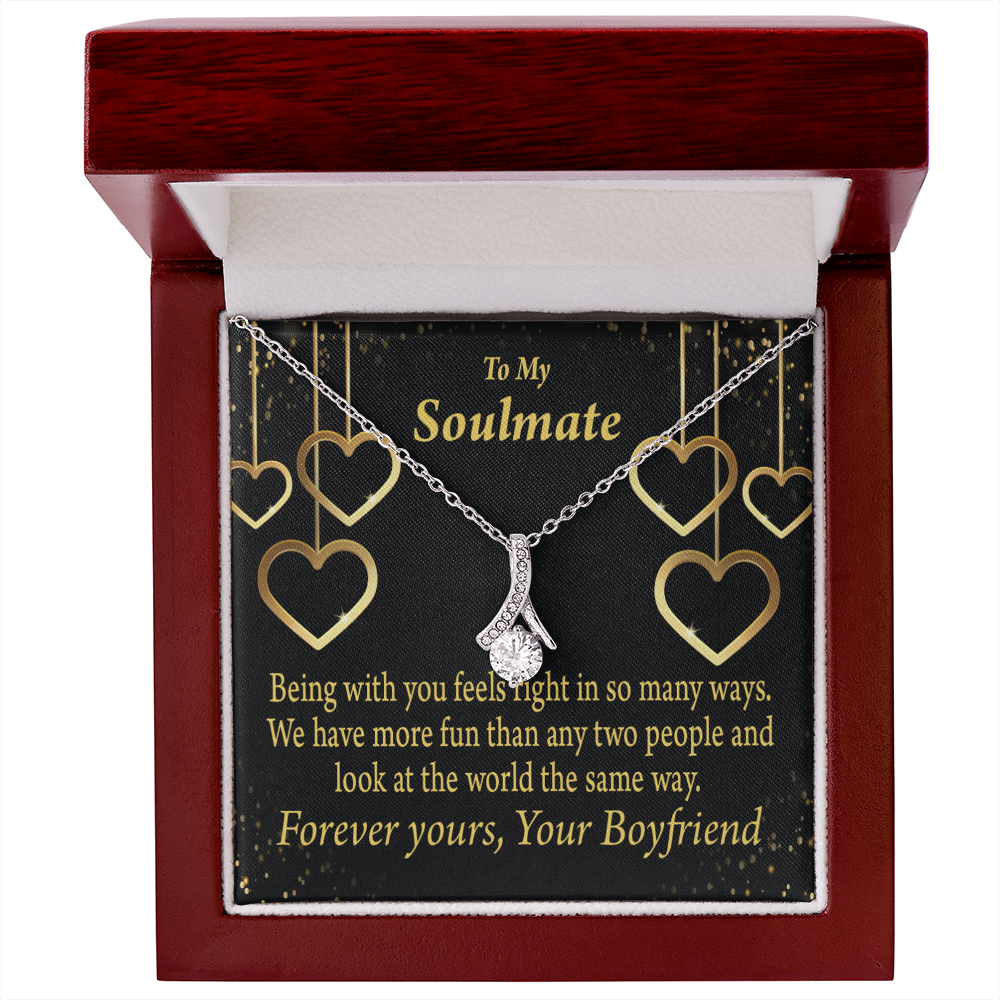 To My Girlfriend More Fun With You Alluring Ribbon Necklace Message Card-Express Your Love Gifts