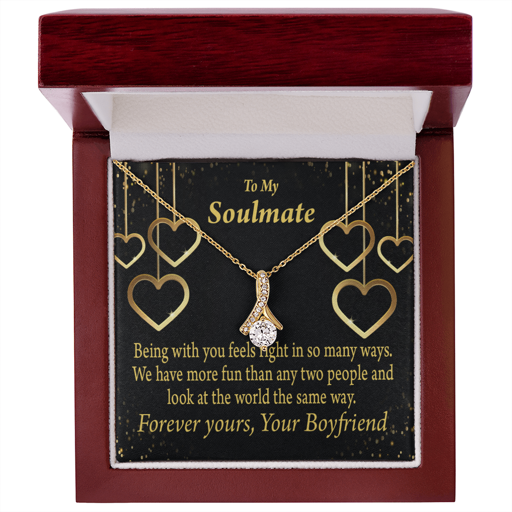 To My Girlfriend More Fun With You Alluring Ribbon Necklace Message Card-Express Your Love Gifts