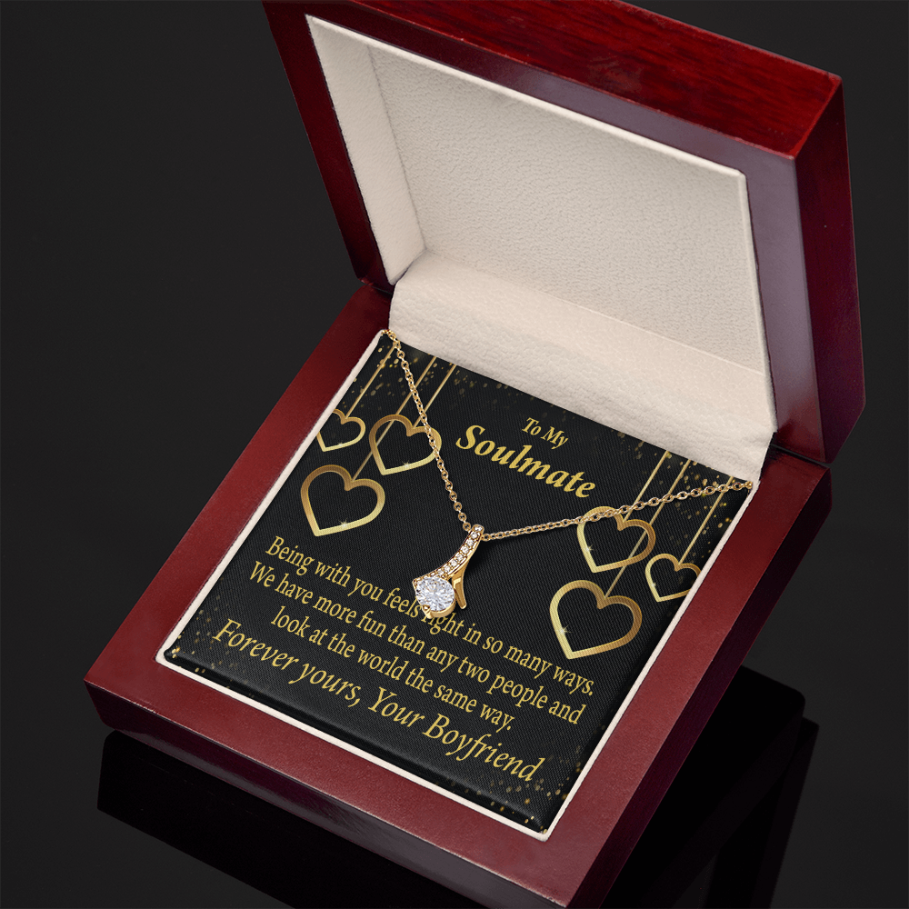 To My Girlfriend More Fun With You Alluring Ribbon Necklace Message Card-Express Your Love Gifts