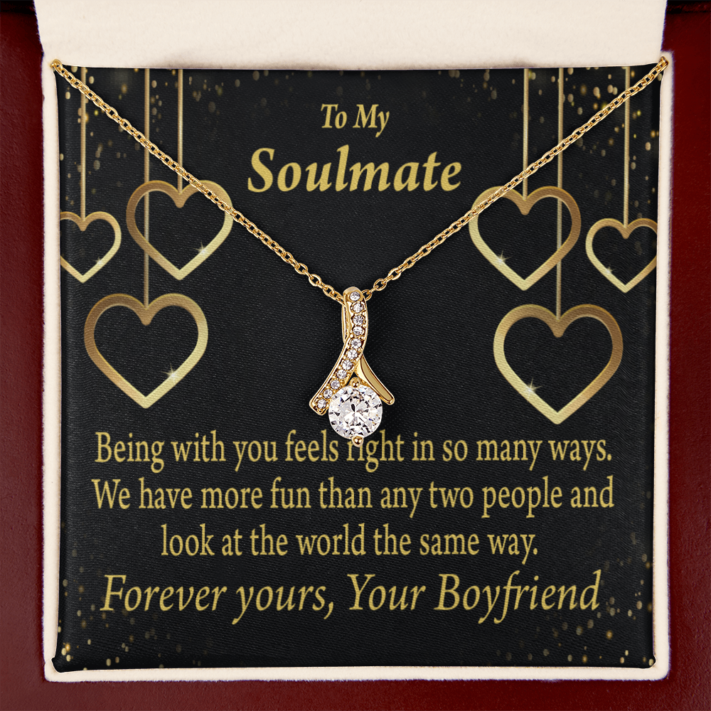 To My Girlfriend More Fun With You Alluring Ribbon Necklace Message Card-Express Your Love Gifts