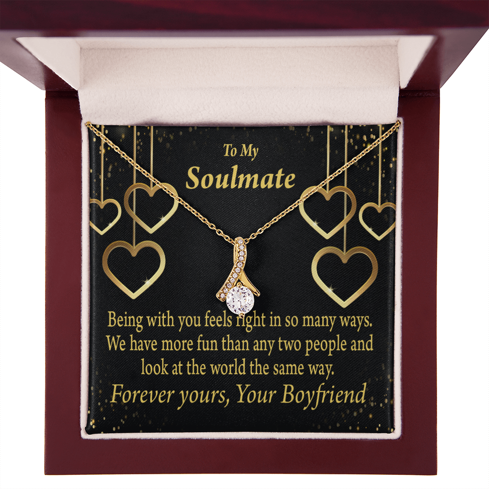 To My Girlfriend More Fun With You Alluring Ribbon Necklace Message Card-Express Your Love Gifts