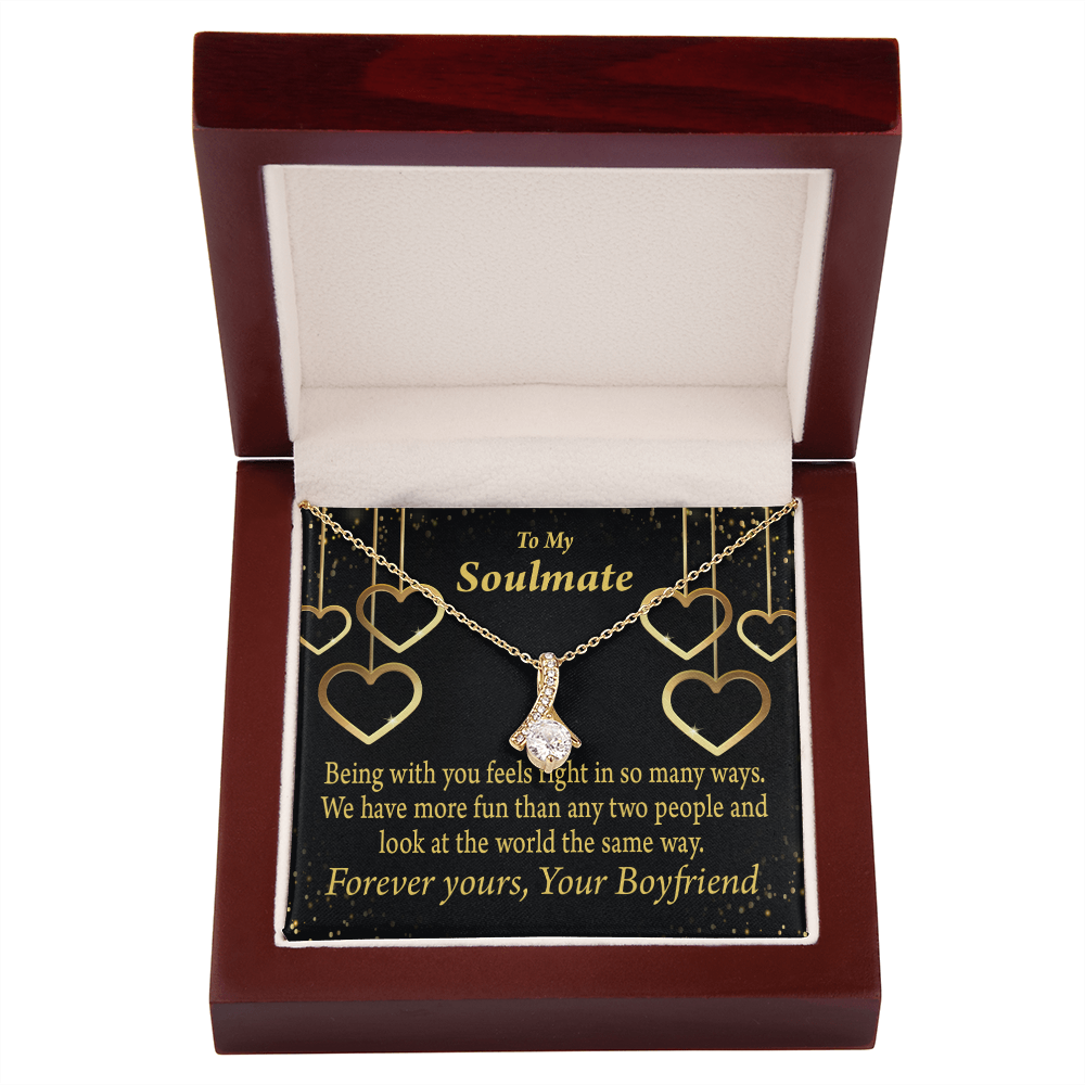 To My Girlfriend More Fun With You Alluring Ribbon Necklace Message Card-Express Your Love Gifts