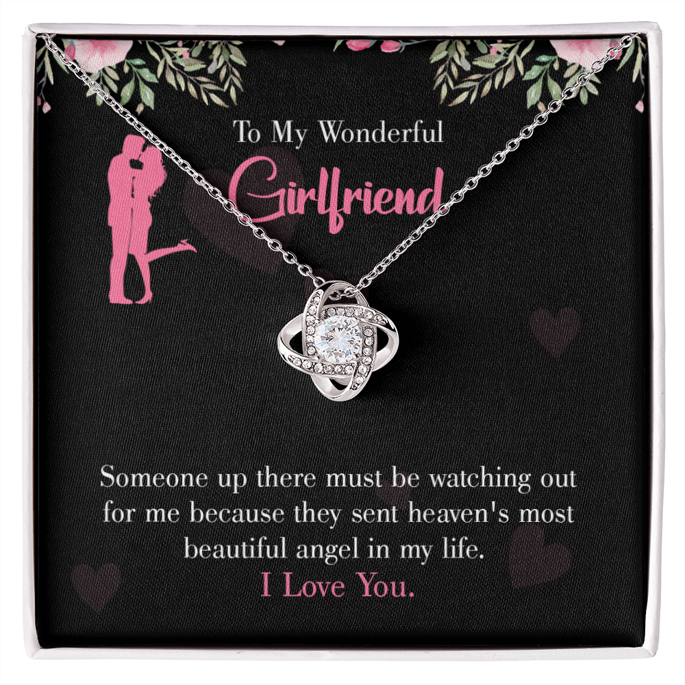 To My Girlfriend Most Beautiful Angel Infinity Knot Necklace Message Card-Express Your Love Gifts