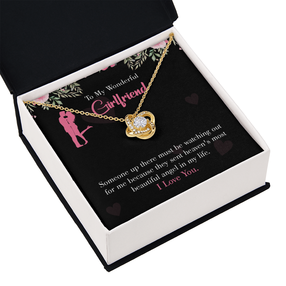 To My Girlfriend Most Beautiful Angel Infinity Knot Necklace Message Card-Express Your Love Gifts