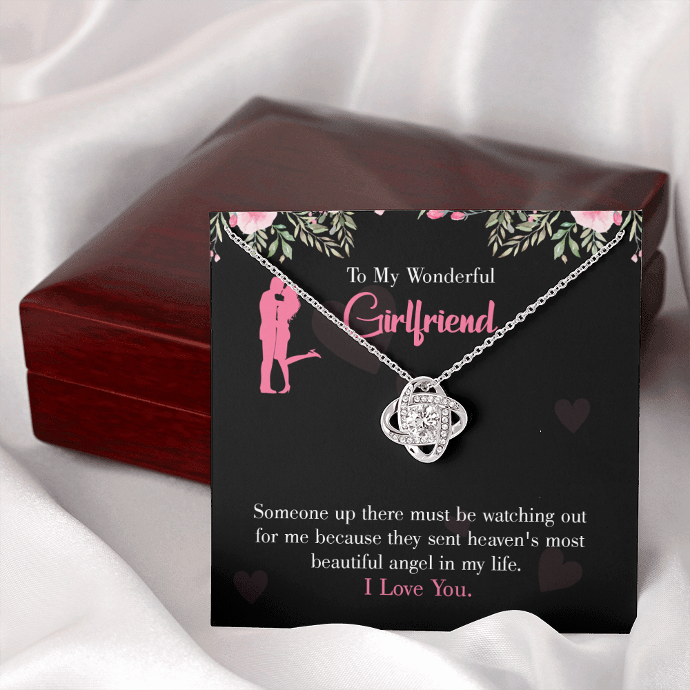 To My Girlfriend Most Beautiful Angel Infinity Knot Necklace Message Card-Express Your Love Gifts
