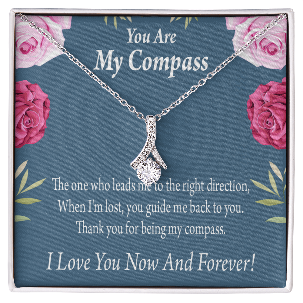 To My Girlfriend My Compass Alluring Ribbon Necklace Message Card-Express Your Love Gifts