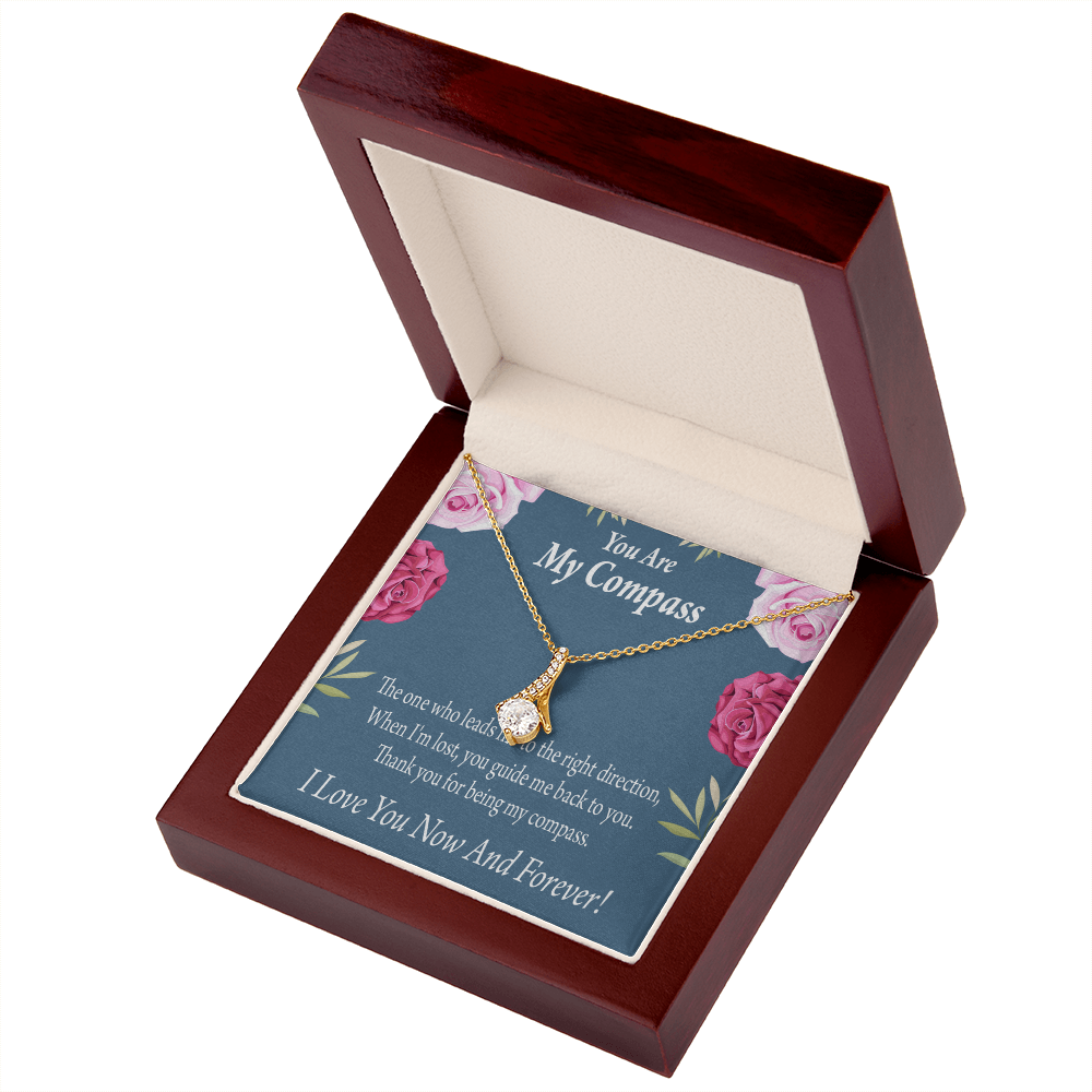 To My Girlfriend My Compass Alluring Ribbon Necklace Message Card-Express Your Love Gifts