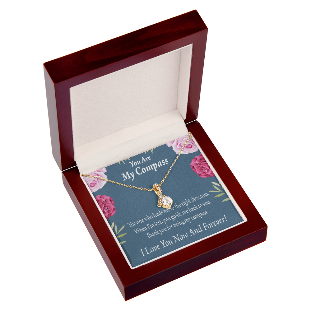 To My Girlfriend My Compass Alluring Ribbon Necklace Message Card-Express Your Love Gifts