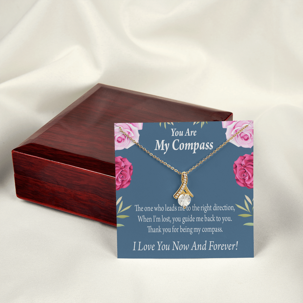 To My Girlfriend My Compass Alluring Ribbon Necklace Message Card-Express Your Love Gifts