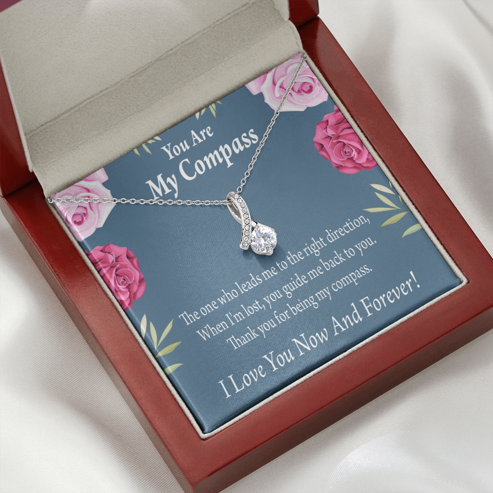To My Girlfriend My Compass Alluring Ribbon Necklace Message Card-Express Your Love Gifts