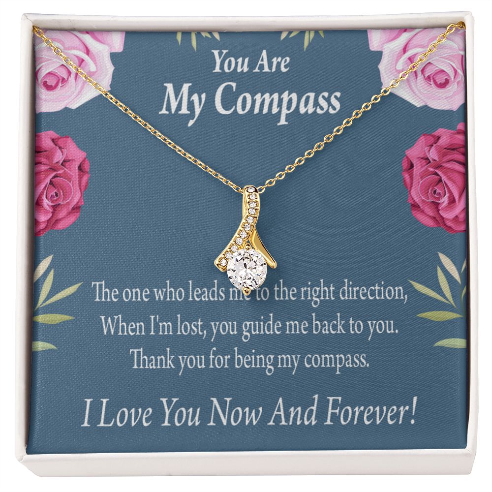 To My Girlfriend My Compass Alluring Ribbon Necklace Message Card-Express Your Love Gifts