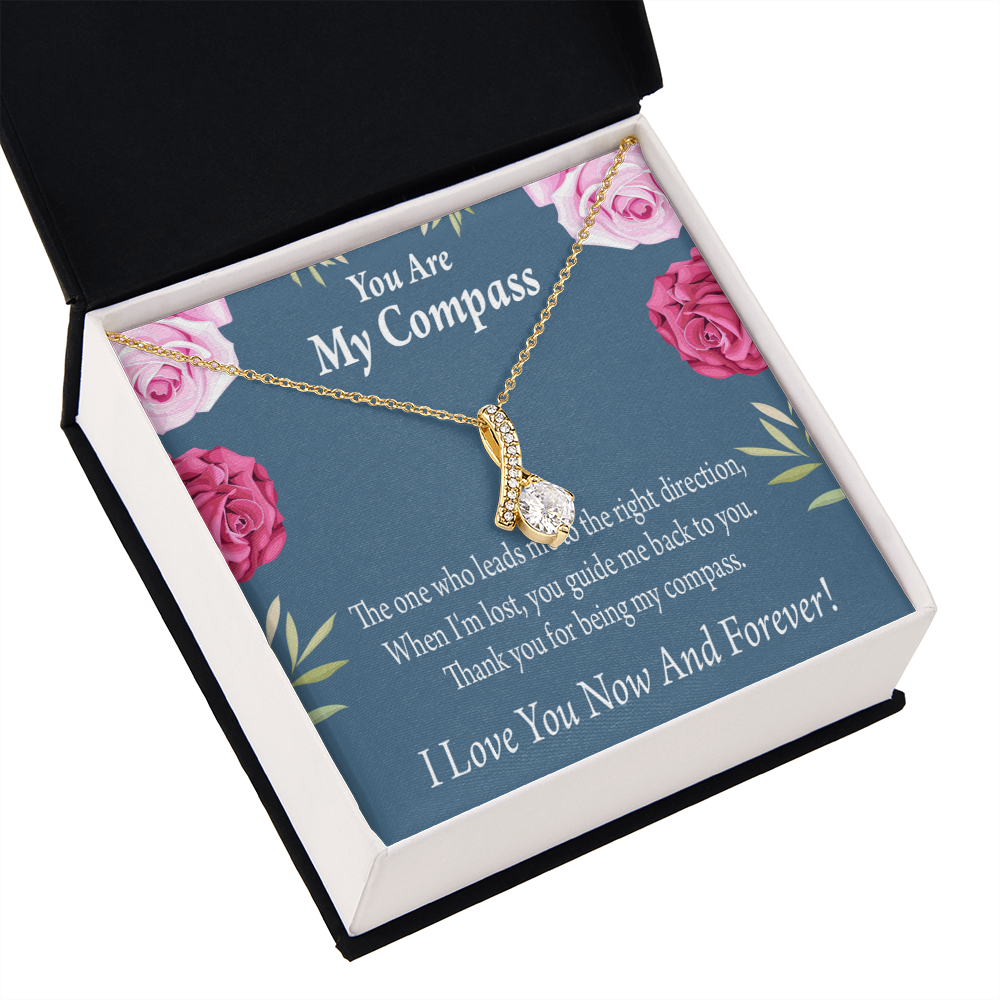To My Girlfriend My Compass Alluring Ribbon Necklace Message Card-Express Your Love Gifts