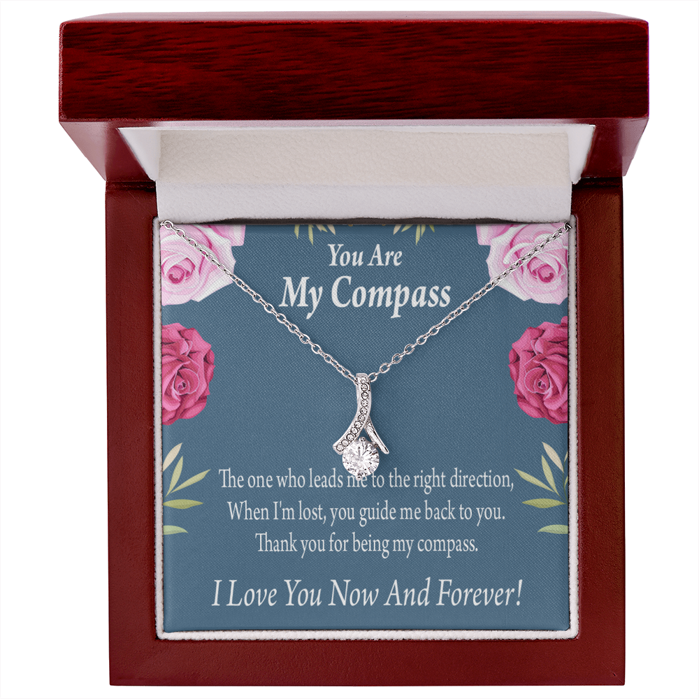 To My Girlfriend My Compass Alluring Ribbon Necklace Message Card-Express Your Love Gifts