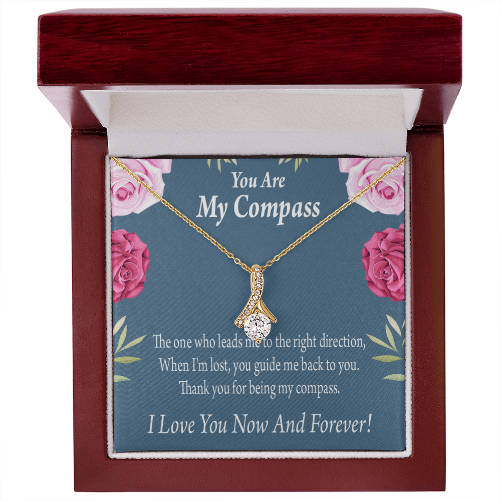 To My Girlfriend My Compass Alluring Ribbon Necklace Message Card-Express Your Love Gifts