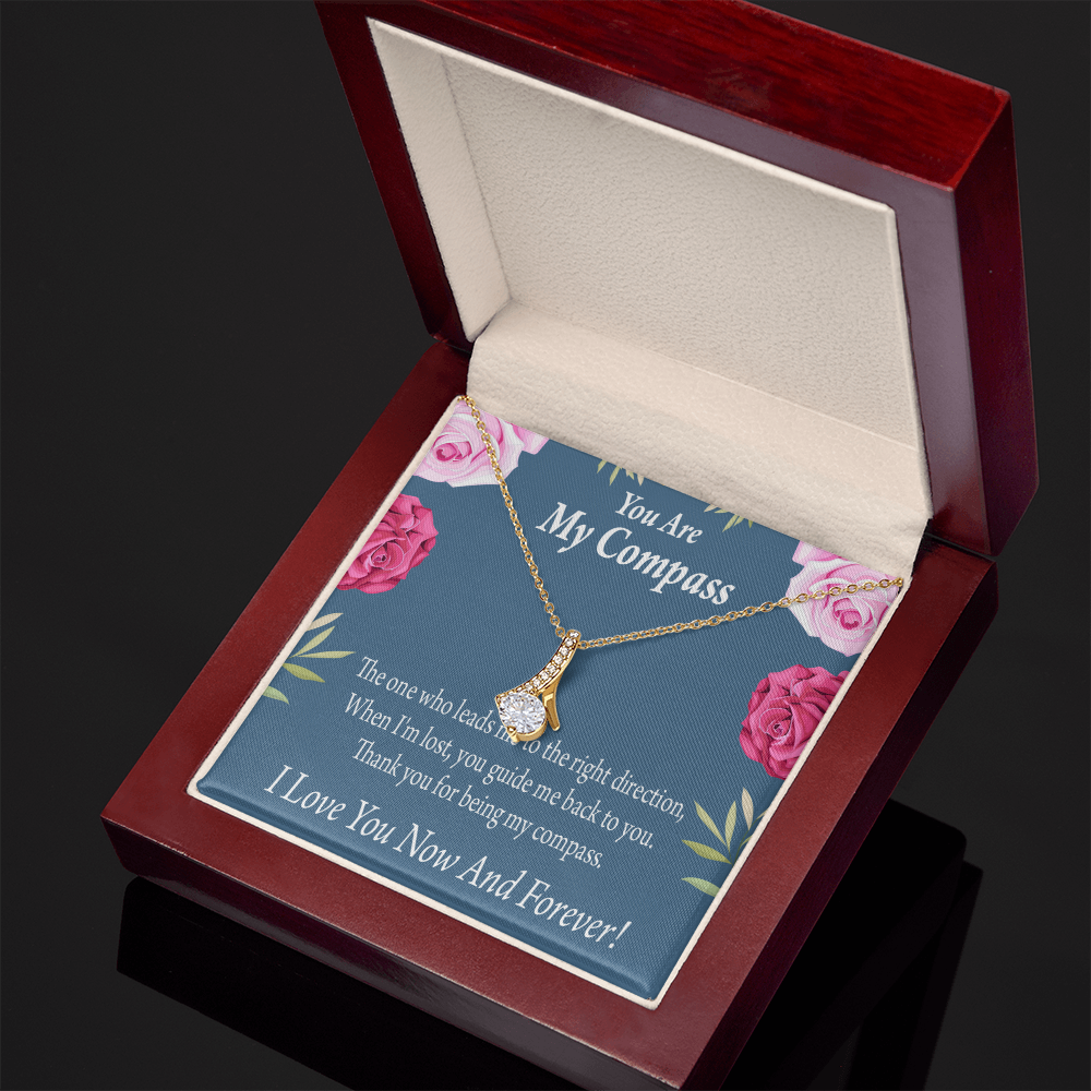 To My Girlfriend My Compass Alluring Ribbon Necklace Message Card-Express Your Love Gifts