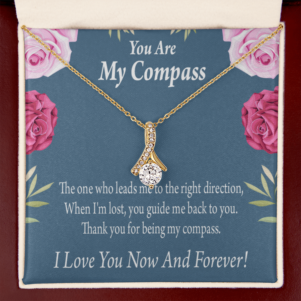 To My Girlfriend My Compass Alluring Ribbon Necklace Message Card-Express Your Love Gifts