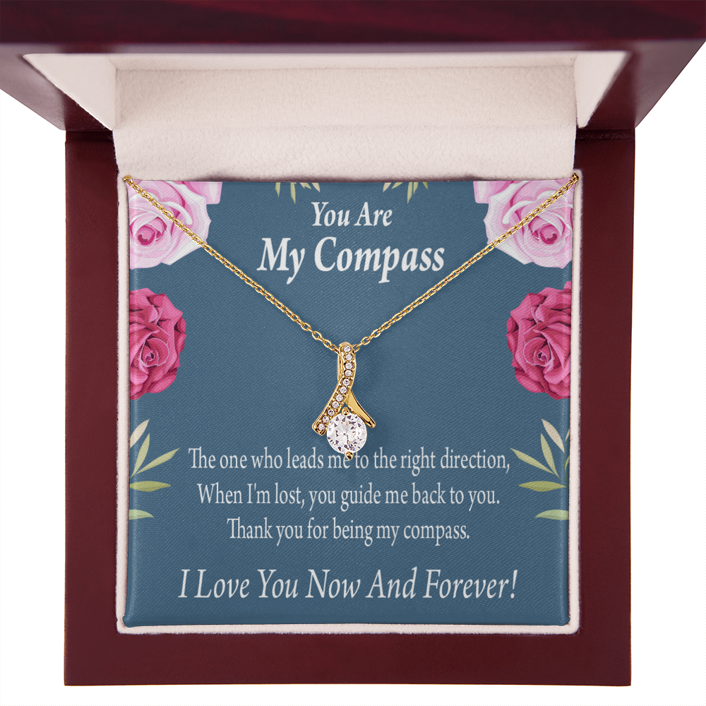 To My Girlfriend My Compass Alluring Ribbon Necklace Message Card-Express Your Love Gifts