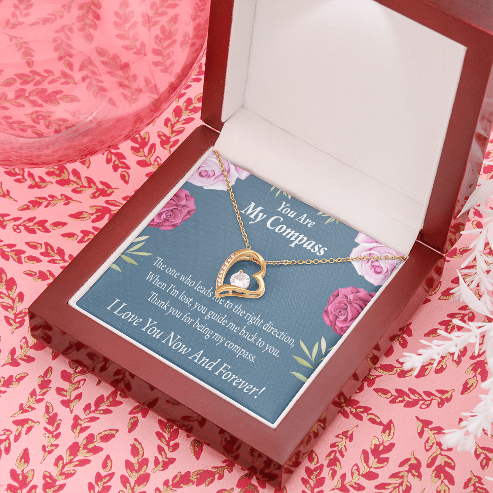 To My Girlfriend My Compass Forever Necklace w Message Card-Express Your Love Gifts