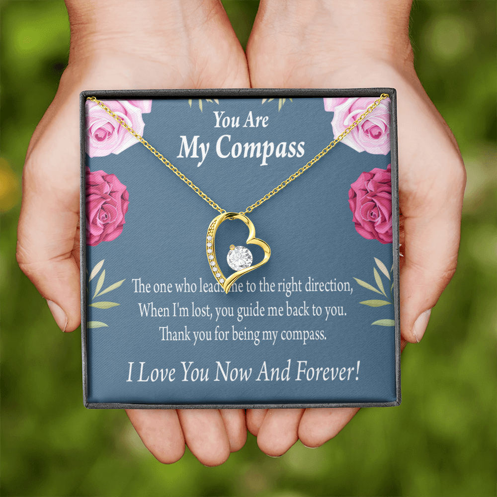 To My Girlfriend My Compass Forever Necklace w Message Card-Express Your Love Gifts