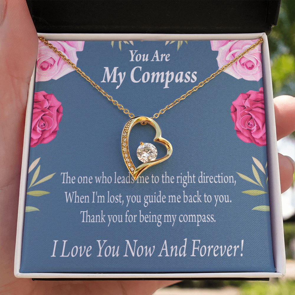 To My Girlfriend My Compass Forever Necklace w Message Card-Express Your Love Gifts