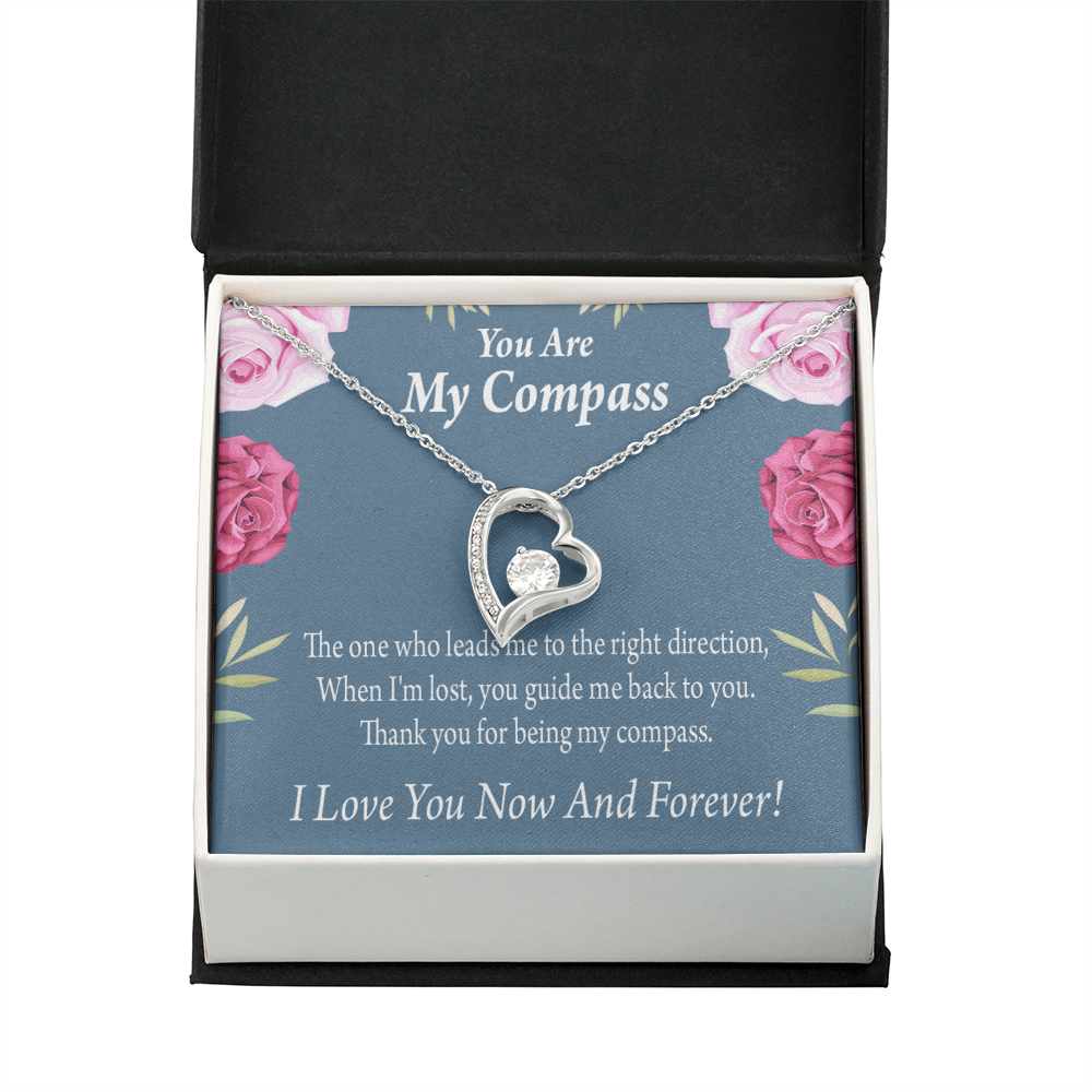 To My Girlfriend My Compass Forever Necklace w Message Card-Express Your Love Gifts