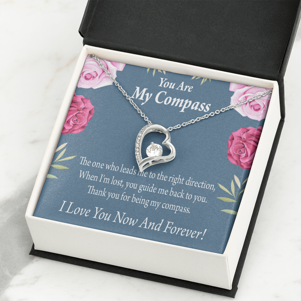 To My Girlfriend My Compass Forever Necklace w Message Card-Express Your Love Gifts