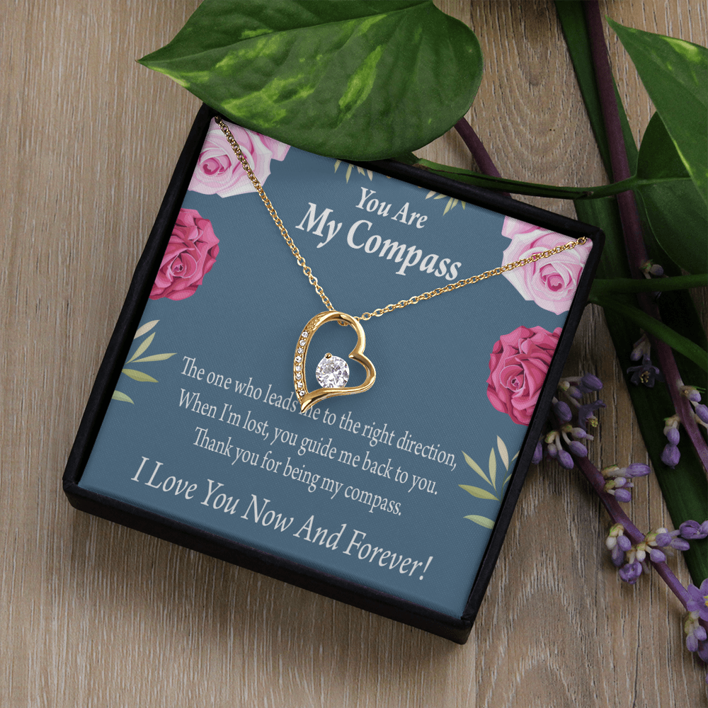 To My Girlfriend My Compass Forever Necklace w Message Card-Express Your Love Gifts