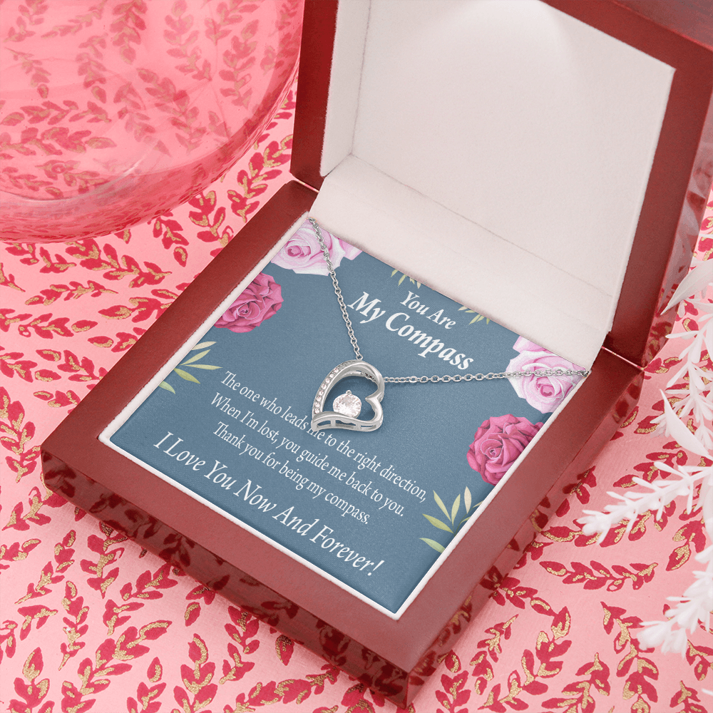 To My Girlfriend My Compass Forever Necklace w Message Card-Express Your Love Gifts