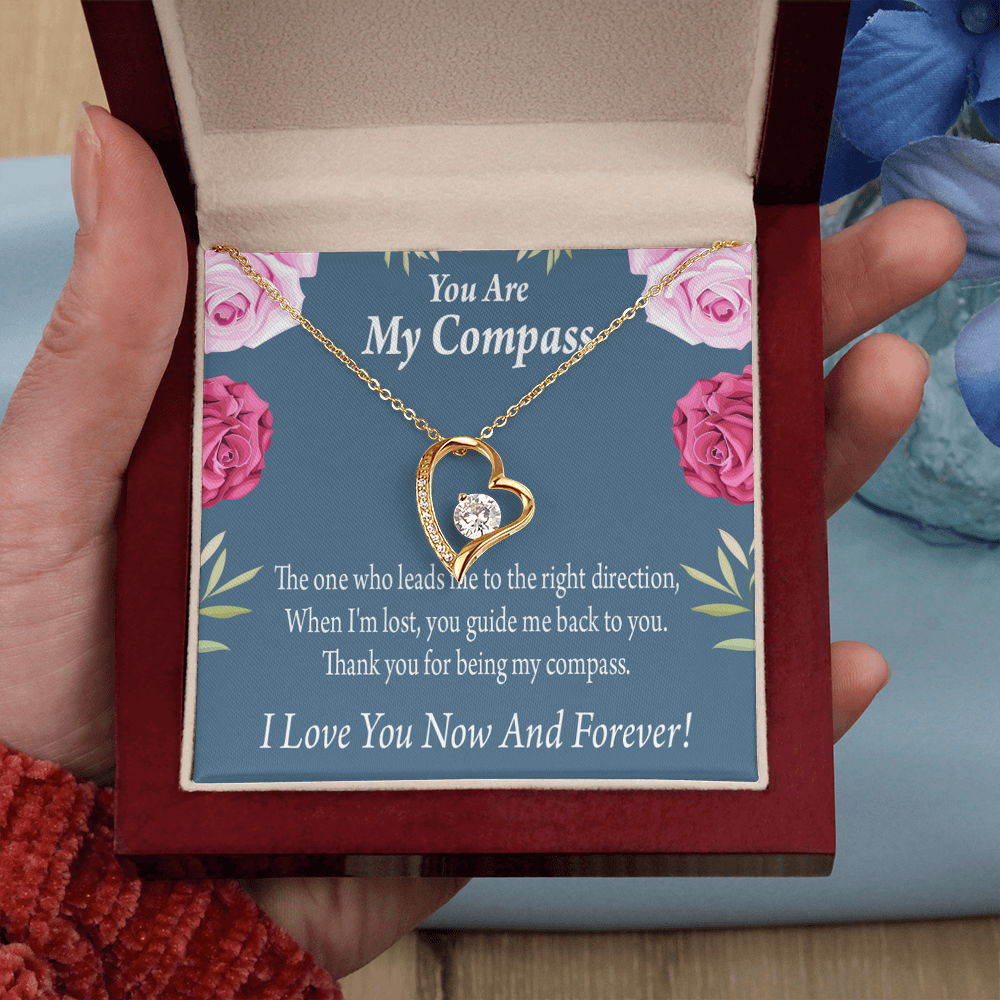 To My Girlfriend My Compass Forever Necklace w Message Card-Express Your Love Gifts