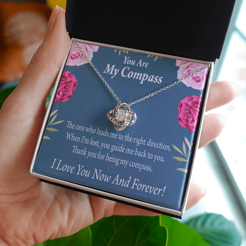 To My Girlfriend My Compass Infinity Knot Necklace Message Card-Express Your Love Gifts