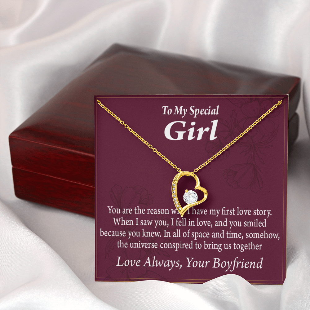 To My Girlfriend My Girlfriend The Reason For First Love Story Forever Necklace w Message Card-Express Your Love Gifts