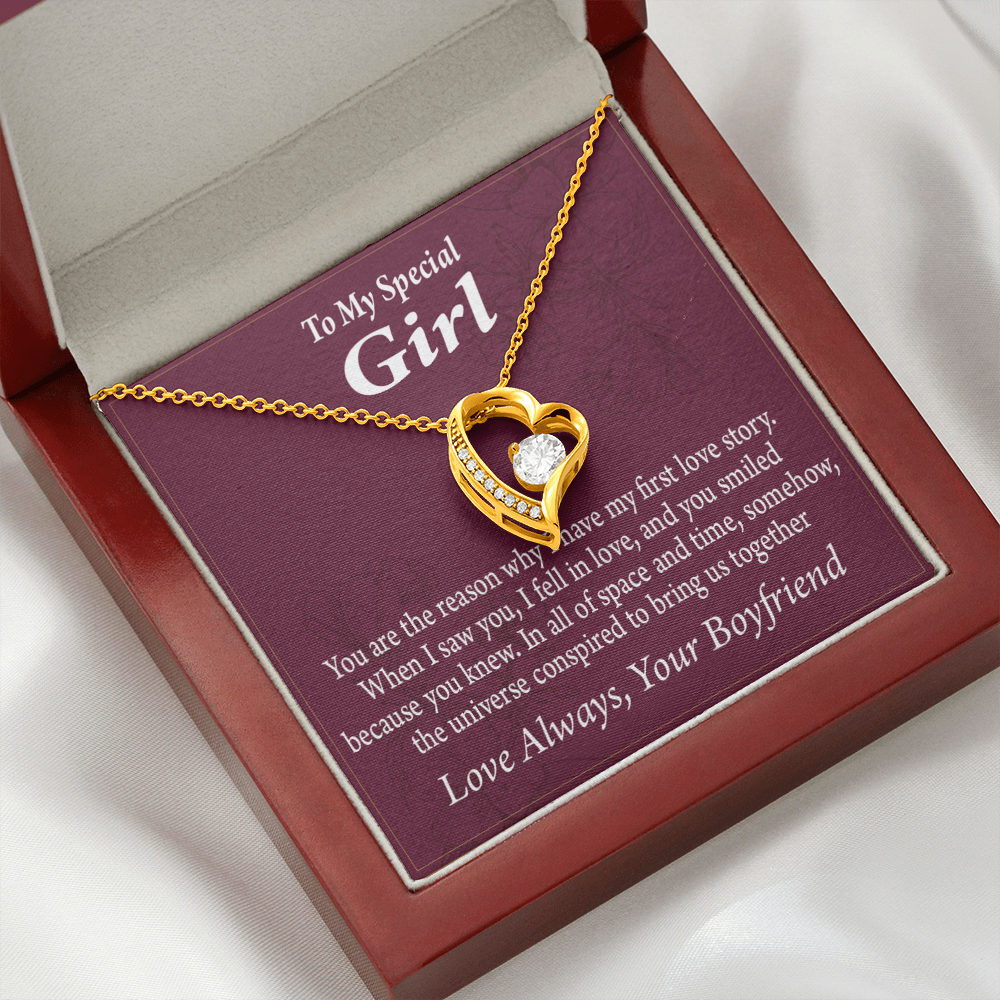 To My Girlfriend My Girlfriend The Reason For First Love Story Forever Necklace w Message Card-Express Your Love Gifts