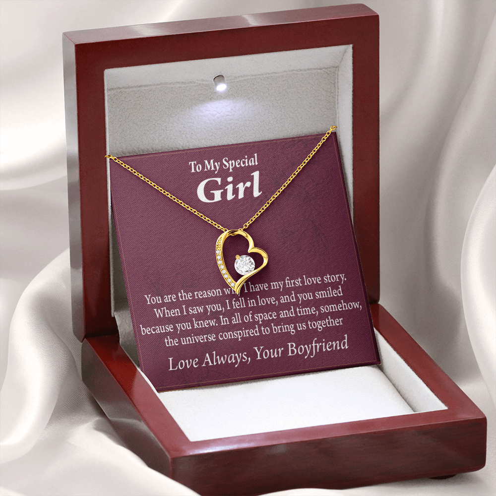 To My Girlfriend My Girlfriend The Reason For First Love Story Forever Necklace w Message Card-Express Your Love Gifts
