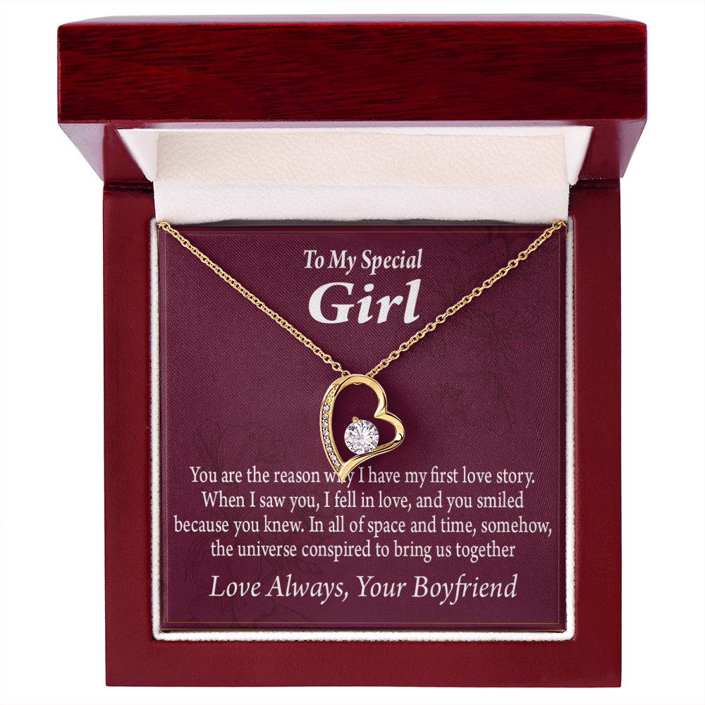 To My Girlfriend My Girlfriend The Reason For First Love Story Forever Necklace w Message Card-Express Your Love Gifts