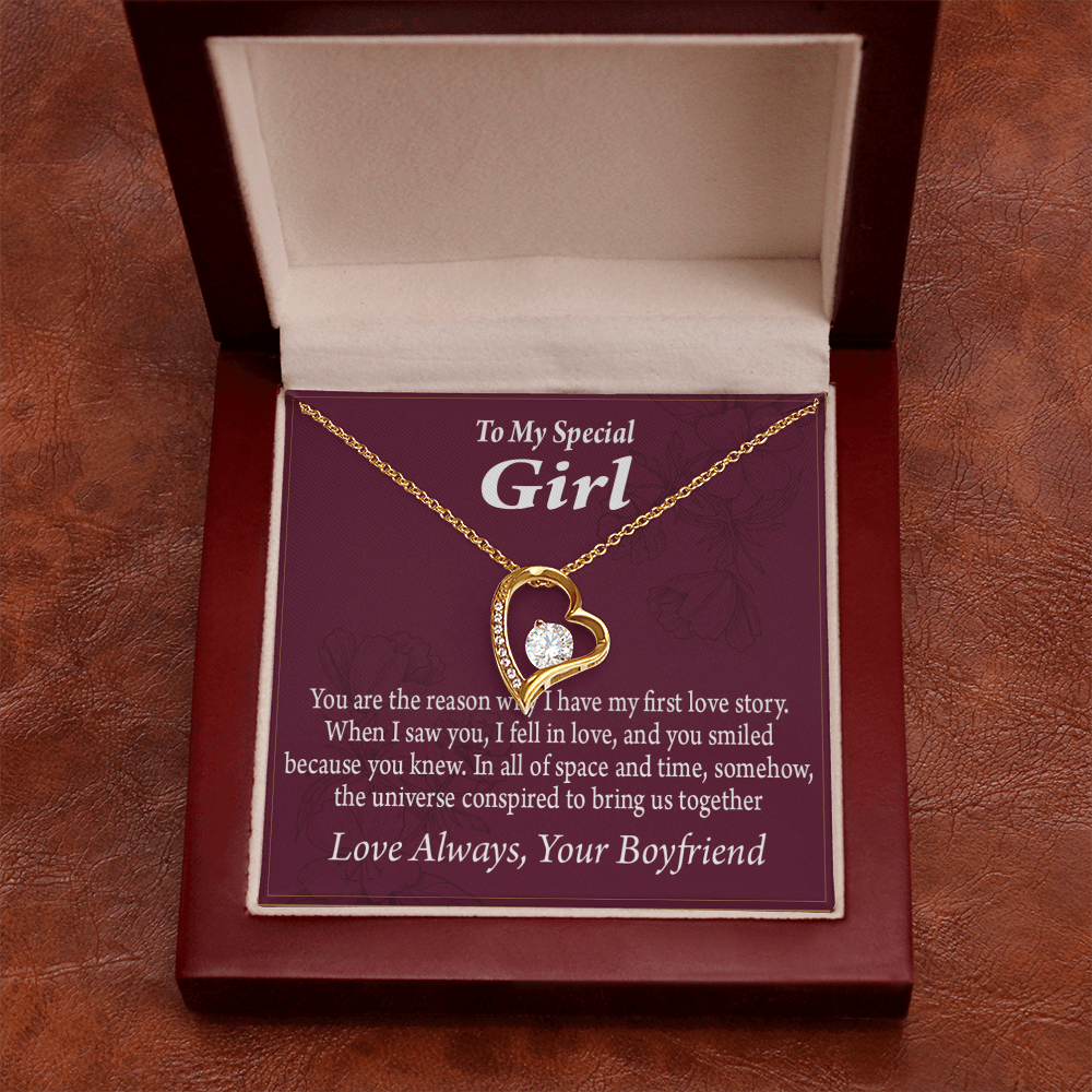 To My Girlfriend My Girlfriend The Reason For First Love Story Forever Necklace w Message Card-Express Your Love Gifts