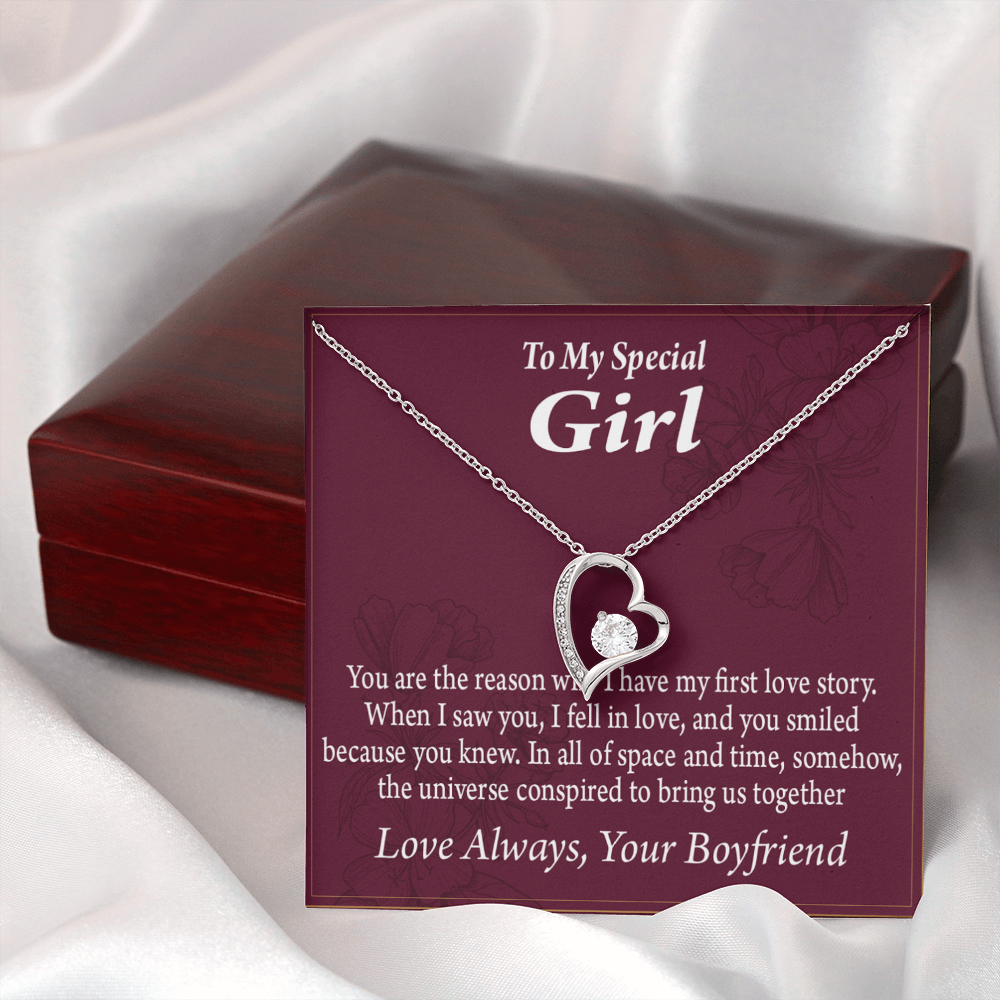To My Girlfriend My Girlfriend The Reason For First Love Story Forever Necklace w Message Card-Express Your Love Gifts