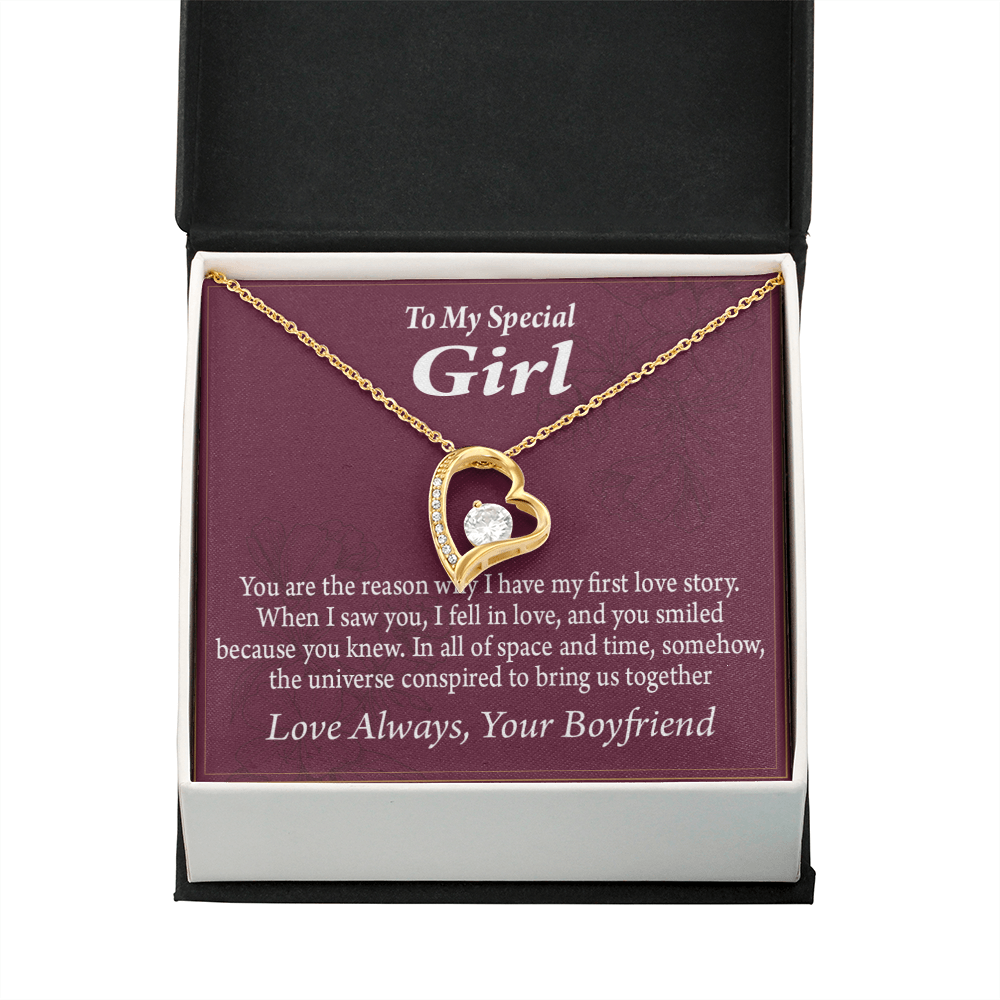 To My Girlfriend My Girlfriend The Reason For First Love Story Forever Necklace w Message Card-Express Your Love Gifts