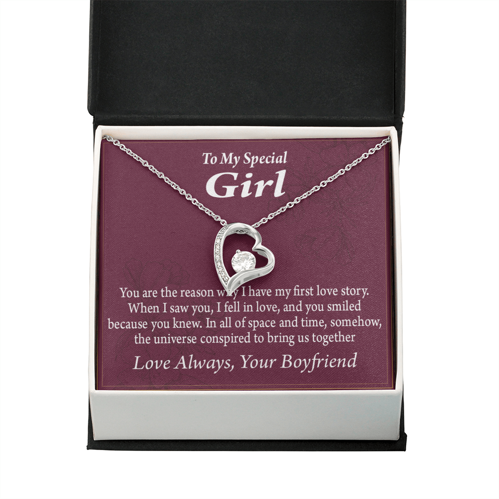 To My Girlfriend My Girlfriend The Reason For First Love Story Forever Necklace w Message Card-Express Your Love Gifts