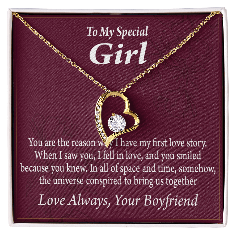 To My Girlfriend My Girlfriend The Reason For First Love Story Forever Necklace w Message Card-Express Your Love Gifts