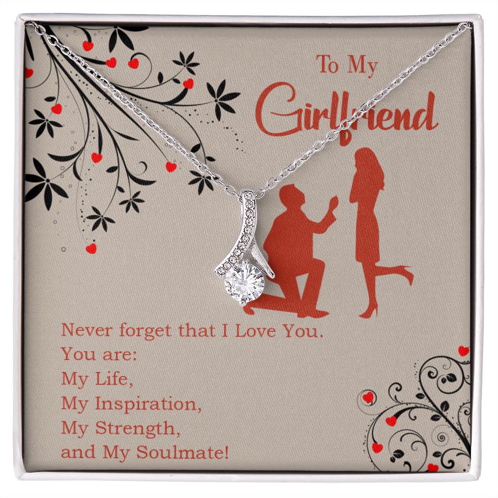 To My Girlfriend My Inspiration Alluring Ribbon Necklace Message Card-Express Your Love Gifts